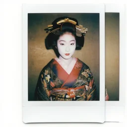Portrait Photograph of a Japanese Geisha Polaroid HighDefinition Chrome