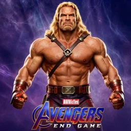 movie poster of he - man starring in avengers endgame, 4 k