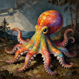 friendly rainbow octopus. art by giovanni bellini