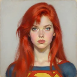 a cool red - plate - haired girl. she is dressed as a superhero. clean elegant painting, beautiful detailed face. by artgerm and greg rutkowski and alphonse mucha