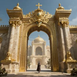 the gate to the eternal kingdom of kings fantasy, digital art, hd, detailed.