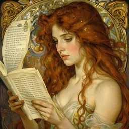Her soul was made of poems, her hair music, Her skin was made of words that my hands couldn't wait to read, highly detailed, digital painting, artstation, concept art, sharp focus, illustration, art by alex ross and greg rutkowski and alphonse mucha