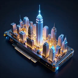 city inside a graphic card, magic