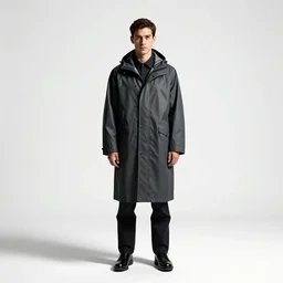 elegant fisherman in raincoat, cinematic studio photo, full body, standing, isolated on a pure white background, centered, whole figure in frame, sharp focus, studio lighting
