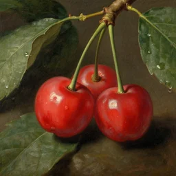 classical academical oil paintintg, a fragment with a close - up cherry, flemish baroque.