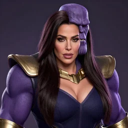 a portrait of nancy ajram as thanos, the pixar adaptation, hyper detailed, digital art, trending in artstation, cinematic lighting, studio quality, smooth render, unreal engine 5 rendered, octane rendered