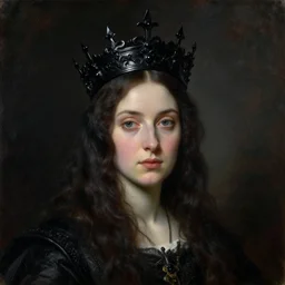The portrait of Lady in black wax crown by Jules Breton, dark fantasy, witcher, very detailed oil painting, masterpiece, 8k