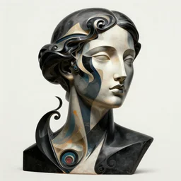 epic concept art. 3 d abstract female abstract face silhouette poses mixing with black and color liquid fluid. abstract sculpture. art deco swirls. masterpiece by michelangelo. concept art, matte painting. greg rutkowski, wlop, victo ngai