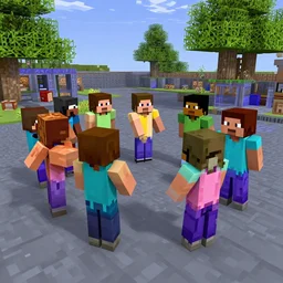 people dancing in minecraft, digital art