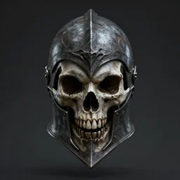 grimdark space knight skull helmet, terrifying, grimdark, photorealistic, front view, symmetrical, artstation