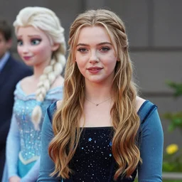 prompt portrait of realistic beautiful girl, hybrid of Amanda Seyfried and elsa in frozen movie