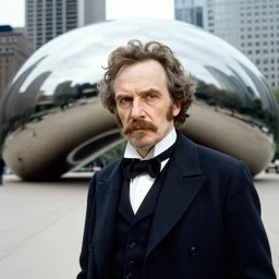 portrait of friedrich nietzche taken with canon eos, f / 4, taken in chicago millennium park