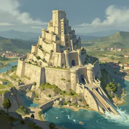 a hydroelectric alcazar, digital art, artstationhq, by jordan grimmer and victor mosquera