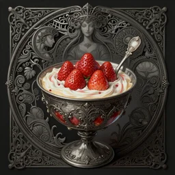 strawberry creme, dark fantasy, intricate, elegant, highly detailed, digital painting, artstation, concept art, matte, sharp focus, illustration, art by artgerm and alphonse mucha