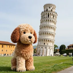 the leaning tower of pisa made out of poodles