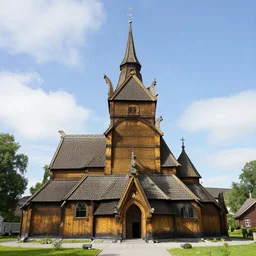 a photograph of a baroque norwegian stave church
