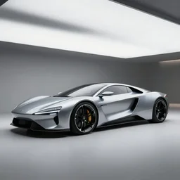a parked car designed by zaha hadid. wide angle.