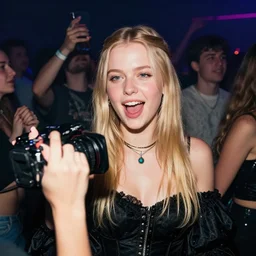 young queen elisabeth having a night rave party, 4 k hd, 5 5 mm lens, shot with sony a 3 camera