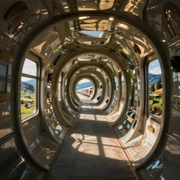 illusory hallways with train and mirrors