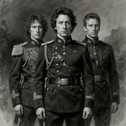 a portrait of john oliver standing next to adam driver as in the vigo carpathian painting, stoic, military uniform, fantasy, intricate, beautiful, highly detailed, charcoal, centered, dark, smokey, digital painting, concept art, smooth, sharp focus, illustration, art by artgerm and greg rutkowski