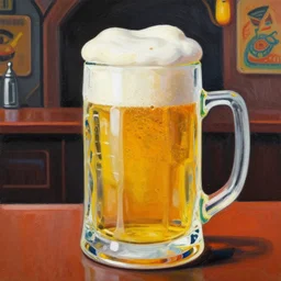 greg manchess close - up painting of a delicious mug of beer in a dieselpunk bar, organic painting, matte painting, bold shapes, hard edges, street art, trending on artstation, by huang guangjian and gil elvgren and sachin teng