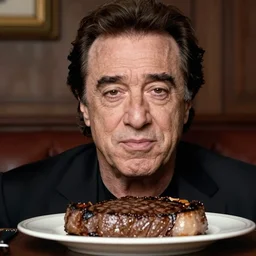 danny devito's face on a steak