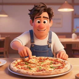 still from a Pixar movie of Joe Keery making a pizza, high quality 3d render, movie, Pixar, Renderman, 4k, artstation