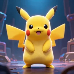 a beautiful new concept of Pikachu, as superhero fighting villains, trending artstation, 8k render, Nvidia omniverse, unreal engine 5, Beeple, dramatic lightning,