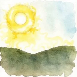 a sun. watercolor painting by milo manara