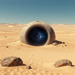 intergalactic stargate portal in the middle of a barren wasteland, with nothing but sand and rocks as far as the eye can see by jeff lemire