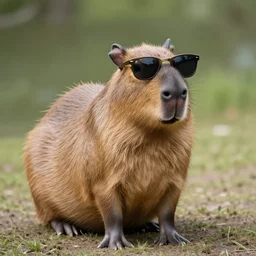 small capybara with sunglasses