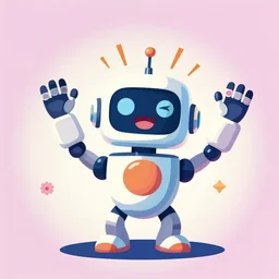 cute!! excited!! robot with arms raised futuristic centered vibrant concept art by artstation vector ( liam brazier )