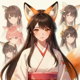 A beautiful anime-style digital concept portrait of a beautiful lady with fox ears wearing a kimono, by Stanley Artgerm Lau, WLOP, Rossdraws, LeraPi, and Sakimichan, trending on ArtStation, deviantart, SFW version