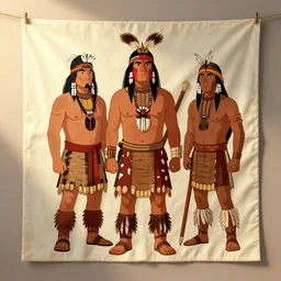 a tribe of native american warriors, by wlop and jovana rikalo and nick silva, modern cloth, on artstation, light source from the left, cartoon style