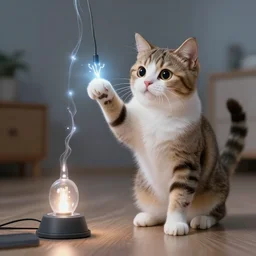 a humanoid cat just discovered electricity.