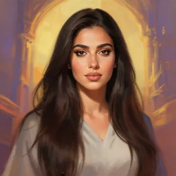 portait فاتن حمامة, centred, very long hair, hd, unreal engine, art digital painting, amazing background theme