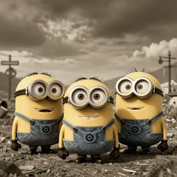 minions on vietnam war, sepia filmed, high detailed photo, realistic