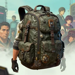hardmesh retro futurist post - apocalyptic steampunk fallout 7 6 backpack, hyper realistic, art gta 5 cover, official fanart behance hd artstation by jesper ejsing, by rhads, makoto shinkai and lois van baarle, ilya kuvshinov, ossdraws, feng zhu and loish and laurie greasley, victo ngai