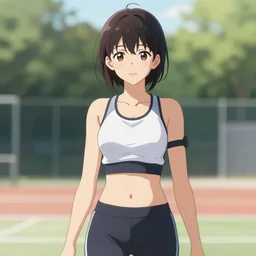 pretty anime lady wearing sports clothes