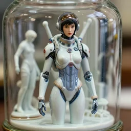 beautiful three point perspective blade runner film still of zaha hadid suit mecha pilot in merce cunningham scene, extreme closeup portrait in style of frontiers in hyper detail miniature photography fashion architectural art studio seinen manga edition, real - life porcelain statue in victorian glass jar, looking at camera, hyper detailed, tilt shift background, soft lighting, kodak portra 4 0 0, 8 k, macro, cinematic style by emmanuel lubezki