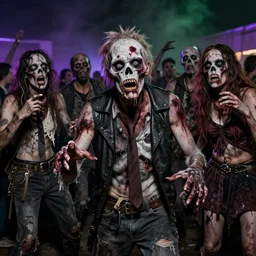 zombies at a rave, highly detailed, photo from 1995