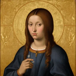 portrait of asian looking girl in iconography style andrei rublev