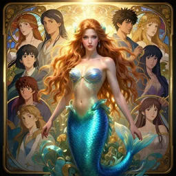 highly detailed portrait of a beautiful siren with long hairs, stephen bliss, unreal engine, fantasy art by greg rutkowski, loish, rhads, ferdinand knab, makoto shinkai and lois van baarle, ilya kuvshinov, rossdraws, tom bagshaw, alphonse mucha, global illumination, radiant light, detailed and intricate environment