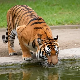 a tiger drinks water from a pond by abbey edwin austin