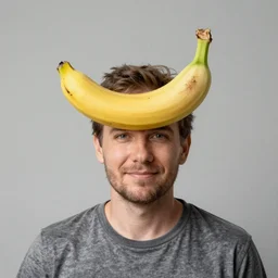 a man with a banana for a head, highly detailed, sharp focus, photorealistic