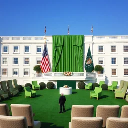 trump waring a green suite