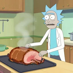 rick and morty coocking a brisket