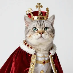 a portrait of a Royal cat dressed in king\'s style