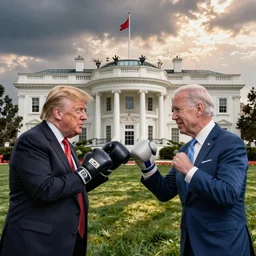 Showdown at the Whitehouse, Donald Trump and Joe Biden boxing match knockout punch