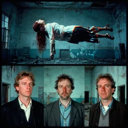 3 5 mm color photography, joel - peter witkin, beksinski, and stephen gammell, video still of abandoned government facility with floating woman with long hair glitch nightmare